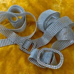 ✨BRAND NEW Free People Silver Rhinestone Belt Set (2)✨